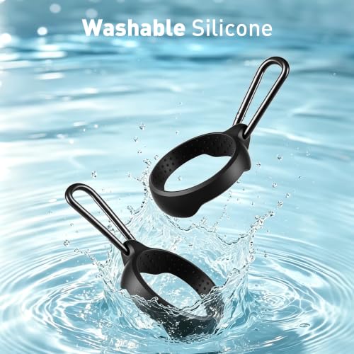 Water Bottle Carrier Hook Clip with Carabiner, 2 Pack Silicone Bottle Holder Fits 3.15-3.94 Inch Bottle Necks, Portable Hanging Hook for Outdoor Hiking Camping Travel