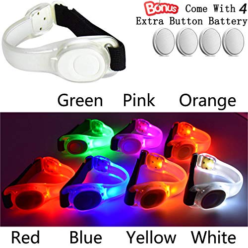 Premium LED Light Up Armband, Reflective Adjustable Wearable Silicone Running Belt Strap/Waterproof Glow in The Dark for Running Jogging Walking Cycling Concert Camping Outdoor Sports - color: White - 4 Pack