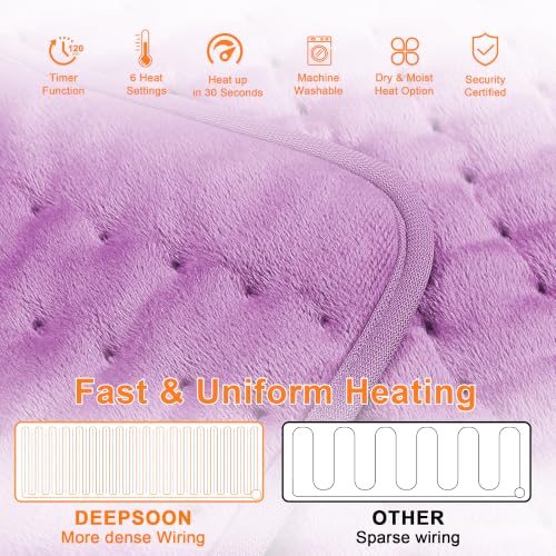 Heating Pad,Electric Heating Pad,Heating Pad for Back (Lavender, 33"x17") - color: Lavender, size: 33x17 Inch