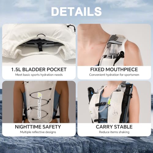 N NEVO RHINO 5.5L Running Vest, Hydration Vest with 1.5L Water Bladder - color: white