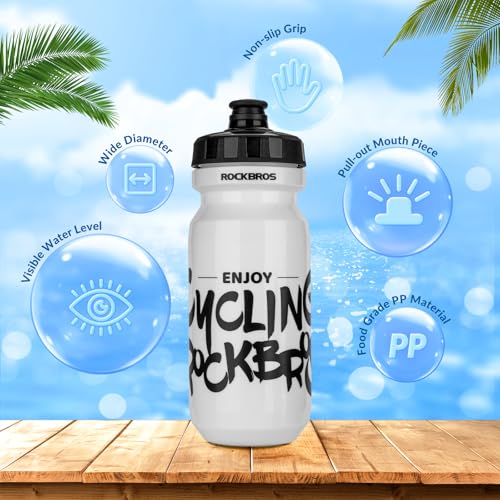 ROCKBROS 20-25oz Squeeze Cycling Water Bottle Lightweight Bike Bottle - color: 20oz White
