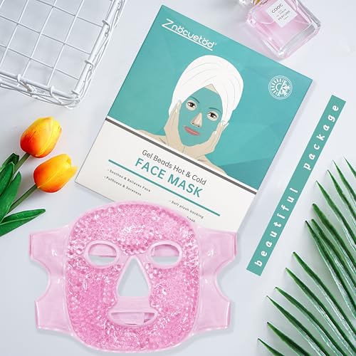 ZNÖCUETÖD Face Ice Mask Facial Ice Packs Gel Hot Cold Compress for Women - color: Pink