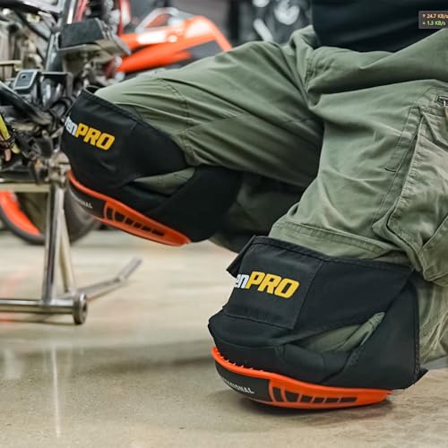 GRENPRO Heavy Duty Knee Pads for Men, Gel Foam, Construction Work - color: Orange