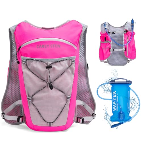 Carey Sten Lightweight Hydration Backpack Running Vest with 1.5L Water Bag - color: rose pink