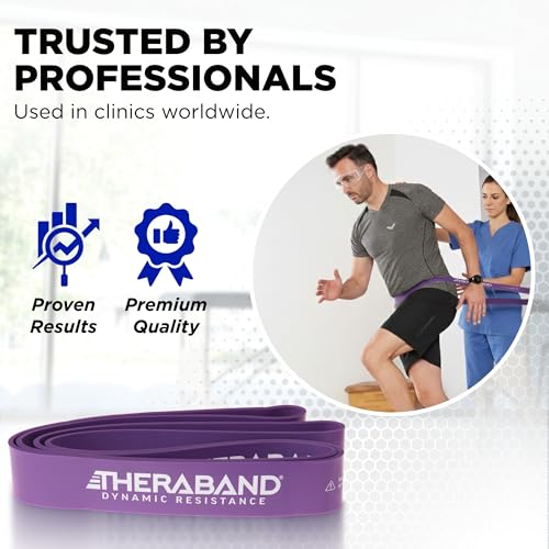 THERABAND Resistance Band Loop, Exercise, Workout, Physical Therapy, Purple - size: X-Heavy (50 lbs)