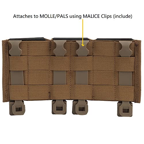 Triple Molle Mag Pouch 5.56 Tactical Open Top Magazine Holder Carrier with Quick Release Magazine Pouch Insert - color: CB