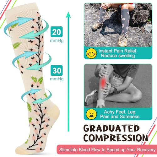 6 Pairs Compression Socks for Women Men Knee High - color: Multi, size: Small-Medium