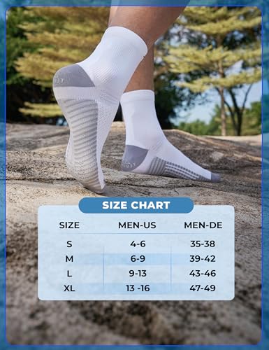 Mens Compression Running Socks: 15-20 mmHg Arch Support Non-Slip - color: D-gray Gray Gray, size: 13-16