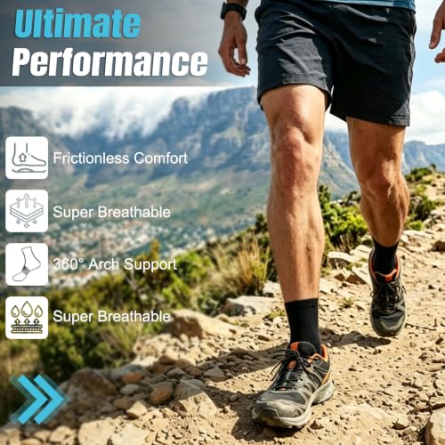 Men's Cushioned Ankle Socks, Athletic Running Gym Socks 6 Pairs - color: 6 Pairs Multicolor, size: 10-13