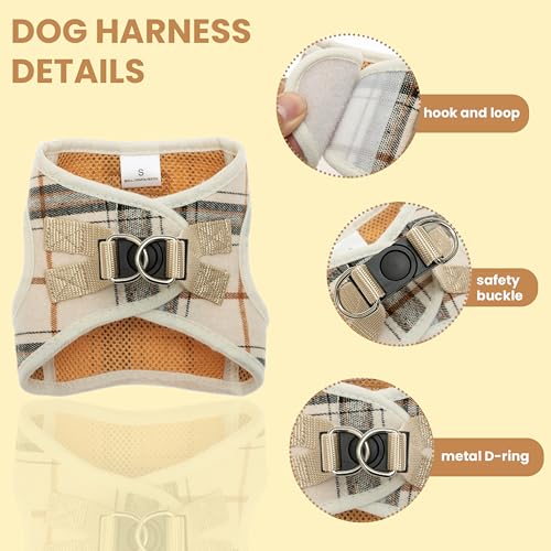 Dog Harness for Small Dogs, Plaid Step-in No Pull Dog Vest Outfit - size: Medium-chest : 14.5"-17"