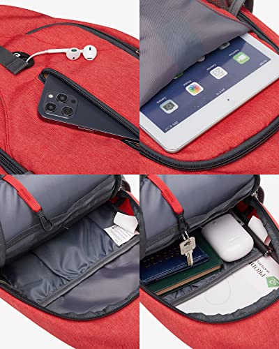 WATERFLY Crossbody Sling Backpack Sling Bag Travel Hiking Daypack - color: Red