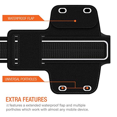 Running Armband Sports Gym Workout Case for Nord N200 5G Phone, Cover Band Arm Strap Reflective Water Resistant Compatible with OnePlus Nord N200 5G Model, Black (PH-PH20653C8K-87)