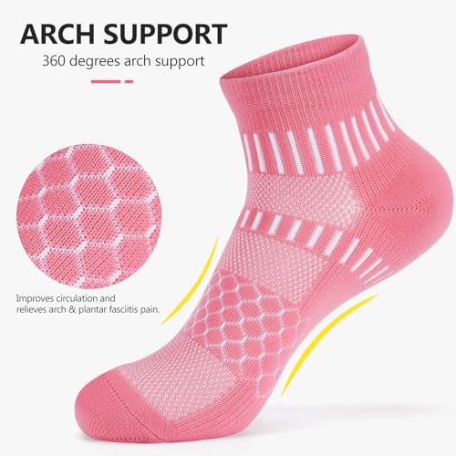 IRAMY Ankle Compression Socks for Women Men Cushioned Athletic Running Socks Plantar Fasciitis Relief 2/3/4/5/6 Pairs - color: Pink+purple+blue(3 Pairs), size: Large