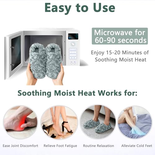 Microwavable Slippers for Men and Women, Microwave Heated Slippers for Cold Foot, Feet Warmers for Feet Soothing, Microwave Heating Pad for Foot, Heat Compress, Washable Cover, Dark Grey, S - size: S, style: Dark Grey
