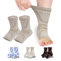 LISEPWU Copper Ankle Brace for Men & Women, Ankle Compression Sleeve 1 Pair - color: Skin-white, size: Large