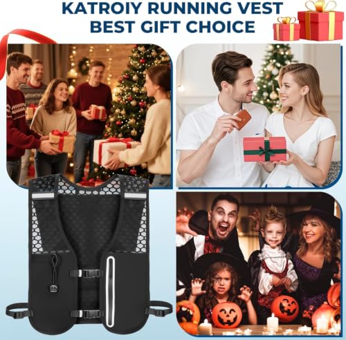 Running Hydration Vest, Adjustable Chest Straps Running Vest for Women Men with 500ml Soft Flask - color: Black