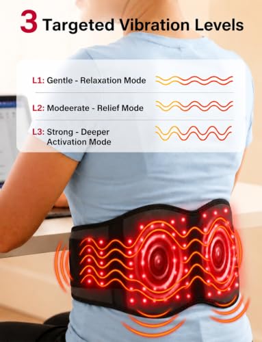 Red Light Therapy Massage Belt, Vibrating Infrared Light Wrap Pad for Body - color: Black With Wireless Control