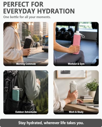 BEAUTAIL Collapsible Water Bottles 21oz/610mL, Silicone Travel Water Bottle - color: Starlight