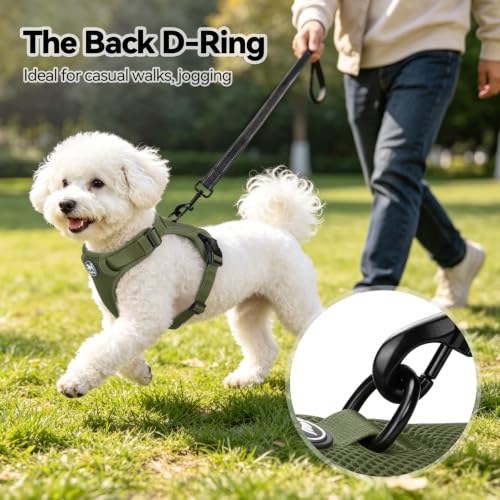 PoyPet Mesh Dog Harness, Reflective Breathable Puppy Vest for Small Dogs - color: Military Green, size: S
