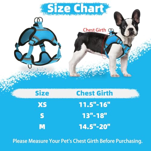 PUPTECK Dog Harness Small Sized Dog, Step in Adjustable Reflective Dog Vest Harness Escape Proof, No Pull Soft Padded Harness Easy Control, Blue, XS - color: Blue, size: XS (CHEST: 11.5"-16")