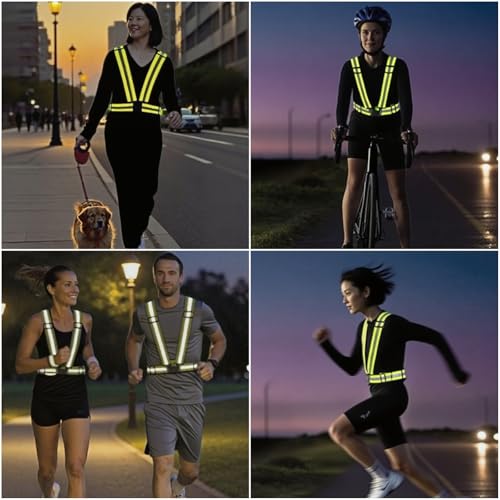 Reflective Strap Safety Vest Gear - 2-10 Pack Adjustable High Visible Reflective Running Gear for Women Men Night - color: Red X10