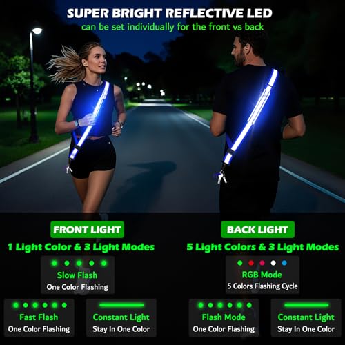 LED Reflective Night Walking Safety Gear,Adjustable Walking Light Belt, for Night Dog Walking,High Visibility Safety Lights for Walking at Night for Men Women Jogging Running Biking