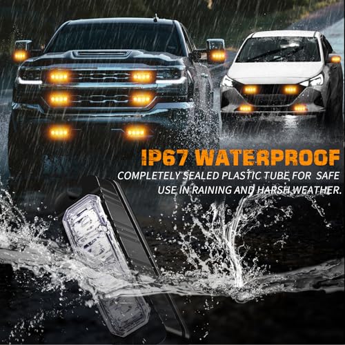 XRIDONSEN 8PCS Sync Grill Strobe Lights 32 LED Amber Lights for Trucks - color: Amber