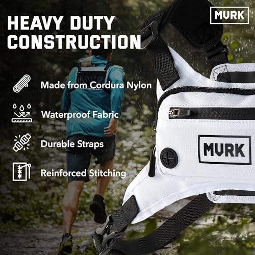 MVRK Water Resistant Running Vest Chest Pack, Phone Holder for Running, Lightweight Training Pack with Reflective Detail - color: Off-white