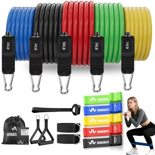 WHATAFIT Resistance Bands with Handles, 150 lb Exercise Bands Set - color: Colorful