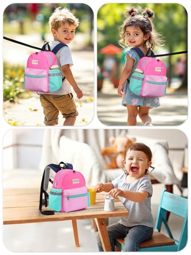 Toddler Backpack with Leash for Boys Girls Kids Kindergarten Nursery, 11” Baby Leash Backpack with Reflective, Toddler Bookbag with Anti-Lost Harness for Walking, Light Pink - color: 1-light Pink