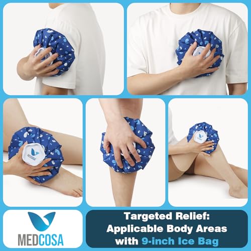 Medcosa Ice Bags Set of 3 | 6" 9" 11" (15.2cm 22.9cm & 27.9cm) | Stay Dry, Stay Cool with Our Reusable Soft Fabric Ice Pack | for Sport Injuries R.I.C.E Treatment Scrapes Headaches - style: Ice Bag - Pack of 3