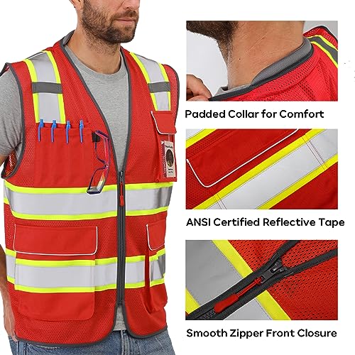 Neopelta Hi Vis Reflective Safety Vest for Men Women Red Mesh/Yellow S - color: Red / Yellow Trim, size: Small