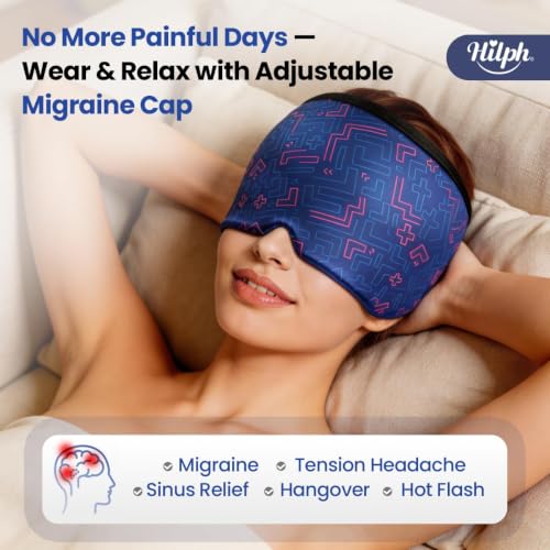 Hilph Adjustable Migraine Relief Cap, Headache Hat with Thickened Gel - style: Cool Blue