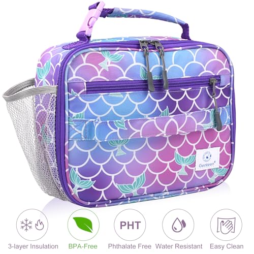 Genteen Kids Insulated Lunch Box for Boys Girls,Back to School,Office - color: P-1pk Mermaid