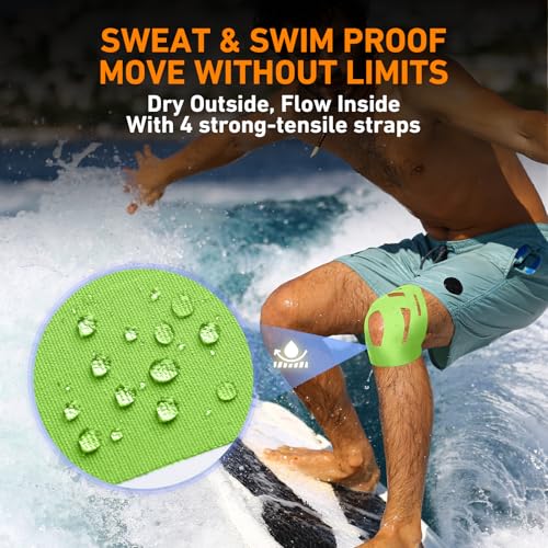 KTQUICK Precut Kinesiology Tape for Knees,24PCS,20% Stronger Adhesive Green - color: Green, size: 24PCS