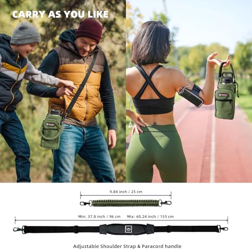 NATURE PIONEOR 26-128 oz Insulated Water Bottle Carrier Holder with Strap - color: Green, size: 32-36oz