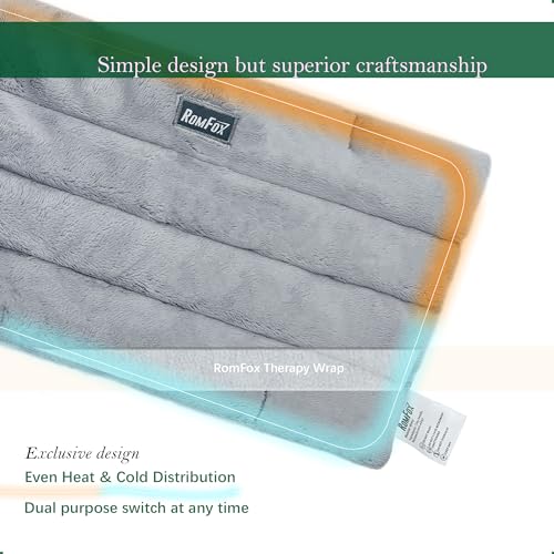 Romfox Microwavable Heating Pad for Pain Relief, Moist Heat for Cramps, Muscles, Joints, Back, Neck and Shoulders, Heat Compress Pillow, for Both Hot and Cold Therapy (11.8 * 5.9 Unscented)