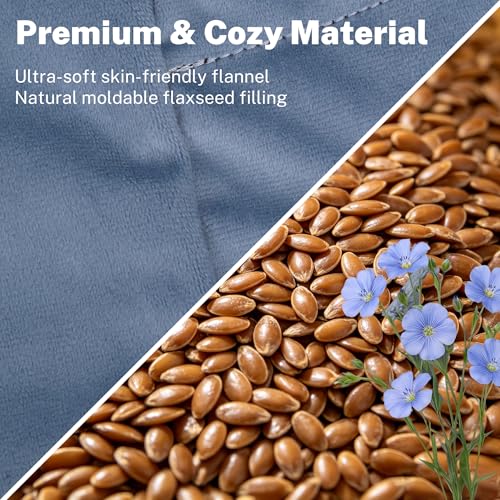 Microwave Heating Pad for Back Pain Relief, Flaxseed Microwavable Heating Pad with Removable Washable Flannel Cover, Moist Heating Pad for Period Cramps & Muscle Relaxation, 10''x18'' - color: Blue