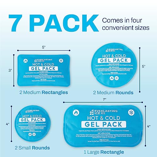 Reusable Hot and Cold Gel Ice Packs for Injuries, 7 Pack Variety Set