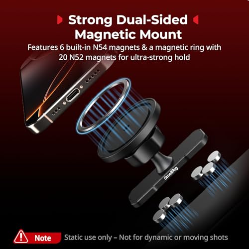 SMALLRIG Magnetic Phone Mount Gym for iPhone 17/16/15/14/13 Series, Adjustable Phone Holder Gym for Huawei, for Samsung, for Xiaomi, Double-Sided Magnetic Design - 5460 - style: Magnetic Connection