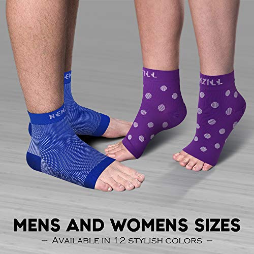 NEWZILL Plantar Fasciitis Socks Arch Support Foot Care Compression Sleeve - color: Purple With White Polka Dots, size: XX-Large