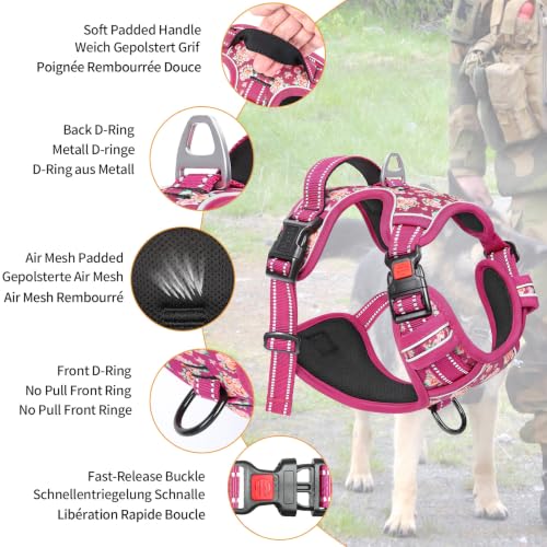 HEELE Dog Harness, No Pull, No Choke Vest, Easy On & Off, Flower Rose, S - color: Flower Rose, size: S (Pack of 1)