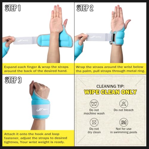 Wrist Weights with Thumb Loops Lock for Men Women Weighted Gloves - color: Light Blue, size: 3 lb Each (6 LBS Total)