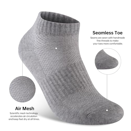 Womens Cotton Ankel Socks, Athletic Performance Running Moisture Wicking Breathable socks - color: 6 Pairs Grey, size: Medium-Large