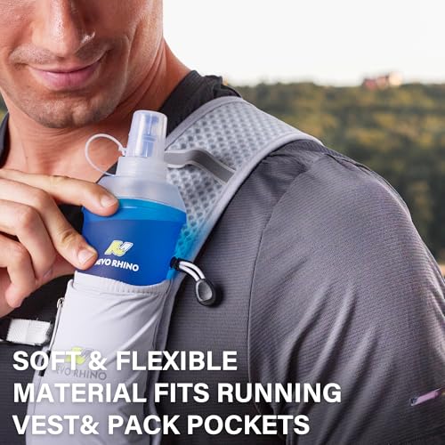 N NEVO RHINO Soft Flask 17oz/500ml, 2PCS TPU Running Water Bottle - color: 2*500ml-Blue