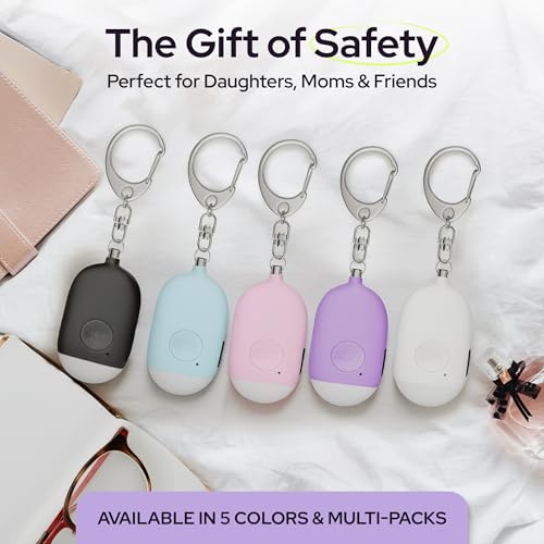 Weten Rechargeable Personal Alarm Keychain - 130dB Siren & LED Light - Stylish Personal Safety Alert for Women to Carry - Panic Button Alarm for Security - Rape Whistle for Self Defense (Purple) - color: E - Purple