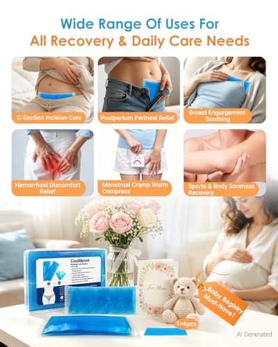 Reusable Postpartum Perineal Ice Packs, Flexible When Frozen Hot Cold Pads