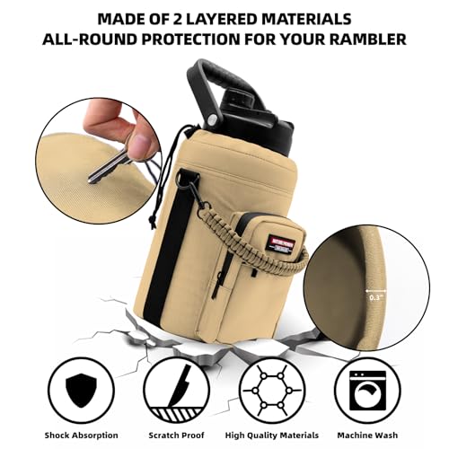 NATURE PIONEOR 26-128 oz Insulated Water Bottle Carrier Holder with Strap - color: Brown, size: One Gallon