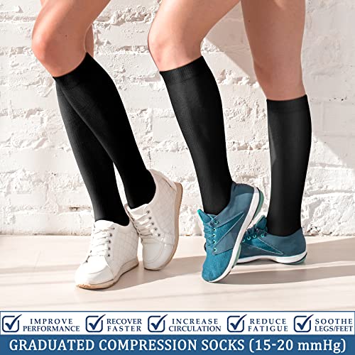 FEYHAY Copper Compression Socks (3 Pairs) 15-20 mmHg Circulation is Best Athletic & Daily for Men & Women, Running, Climbing - color: 01 Copper Black, size: Small-Medium
