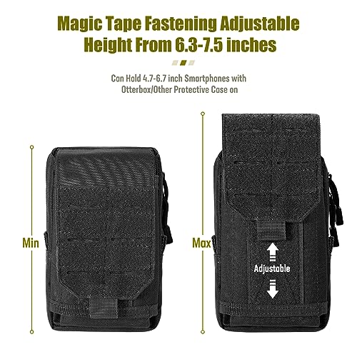 SOWHUP Tactical Molle Pouch Cell Phone Pouch Holster Small Utility EDC Pouch Gadget Organizer Bag - color: Black-D